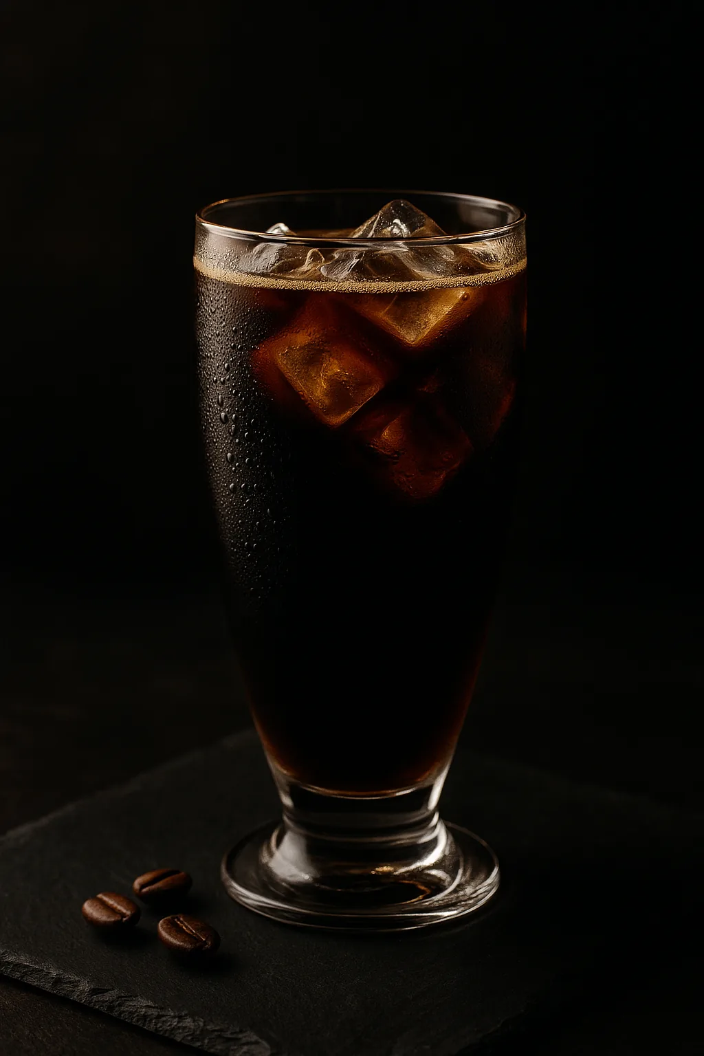A jar of dark cold brew concentrate steeping with coffee grounds settled at the bottom