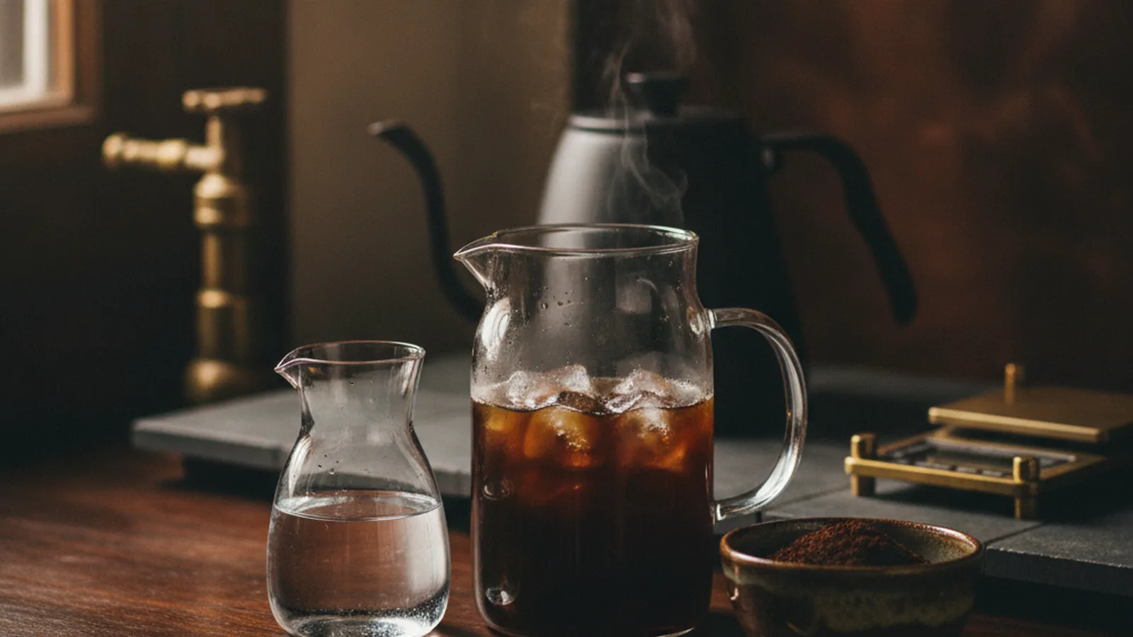 Cold brew coffee to water ratio and grind size.
