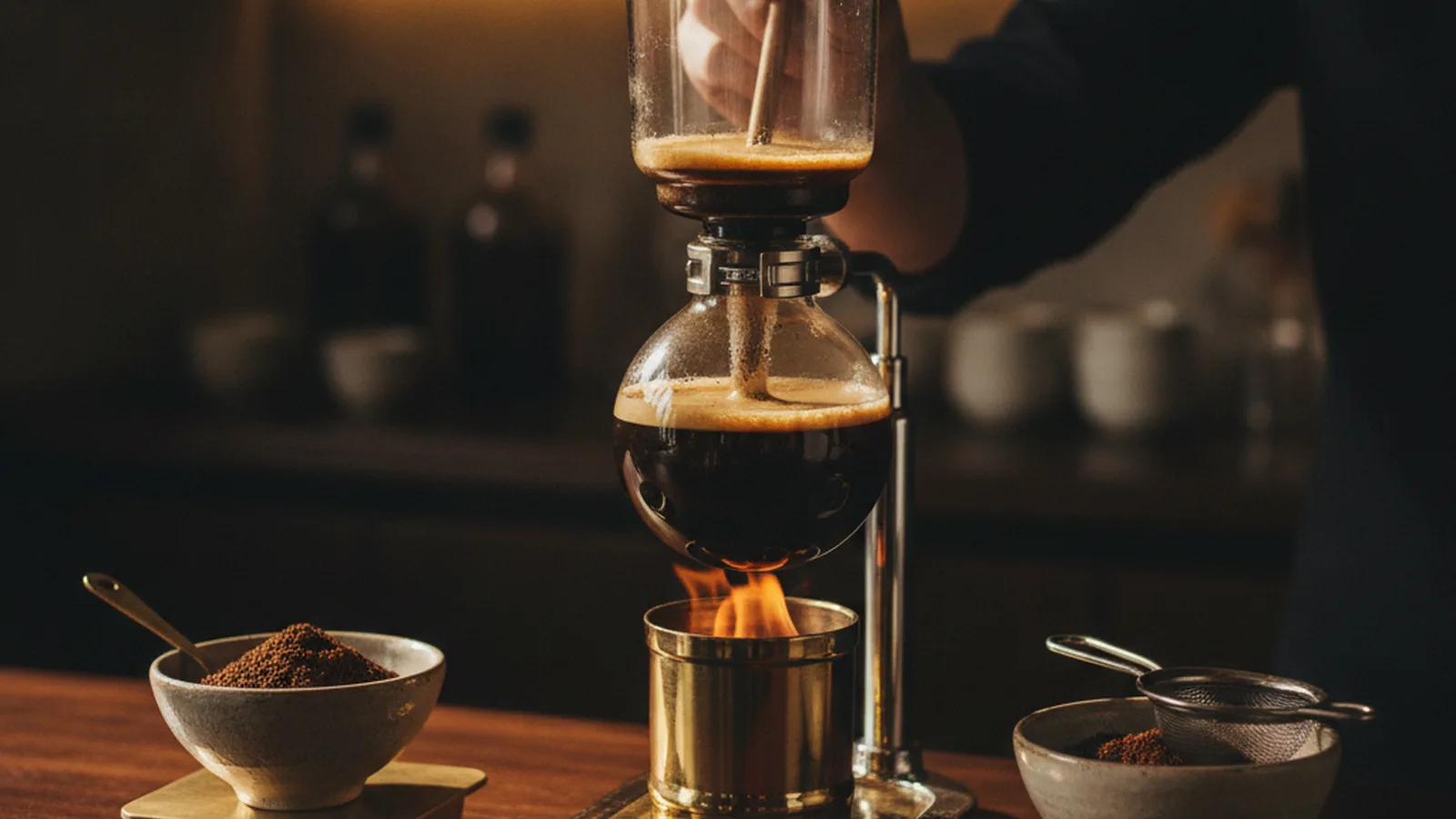 Siphon coffee ratio and grind size.